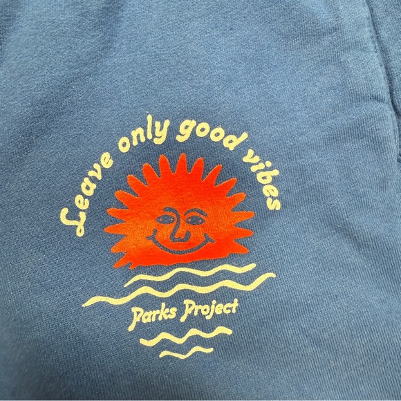PARKS PROJECT BLUE JOGGER WAR UPS LEAVE ONLY GOOD VIBES GRAPHICS POCKETS - Picture 4 of 6